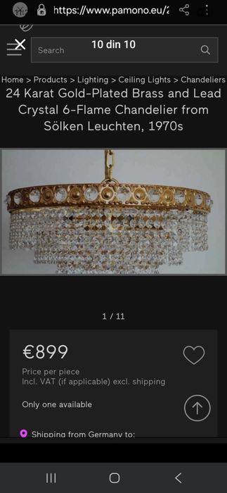 Candelabru placat cu aur cristal