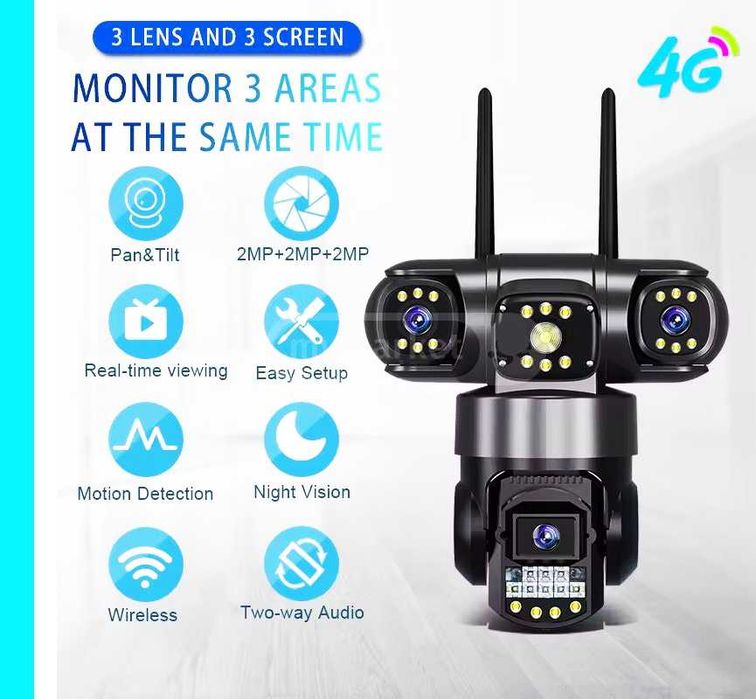 Kamera 4g -Видеокамеры три объектива Camera 4g dual sim kartali kamera