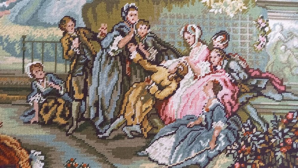 Голям стар гоблен с барокова рамка