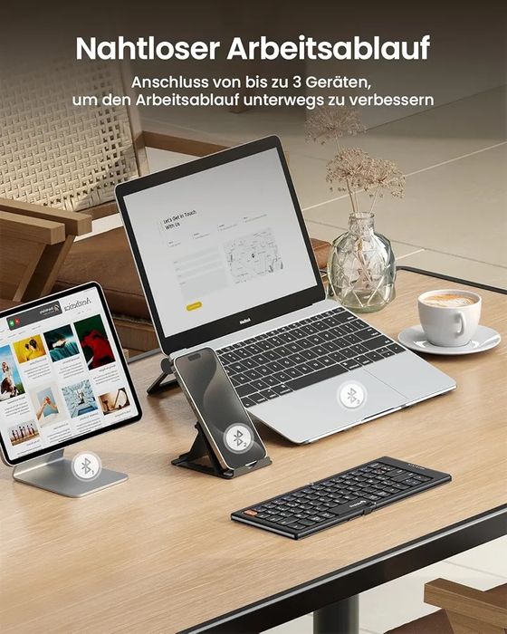 Сгъваема Bluetooth клавиатура ProtoArc XK04 + стойка за телефон