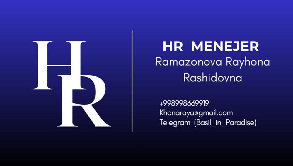 HR menejer (HRBP)  (отдел кадр sohasi bo‘yicha mutaxassis)