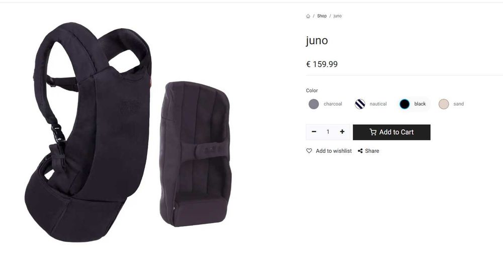 Мултифункционална ергономична раница Mountain Buggy - Juno Carrier, черна