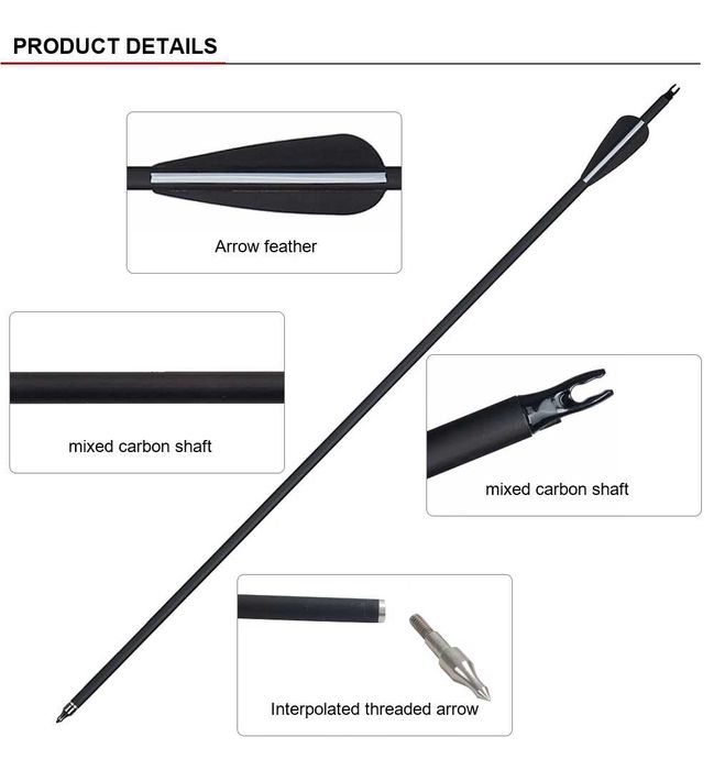 Продавам карбониви стрели за лък 31.5 инча