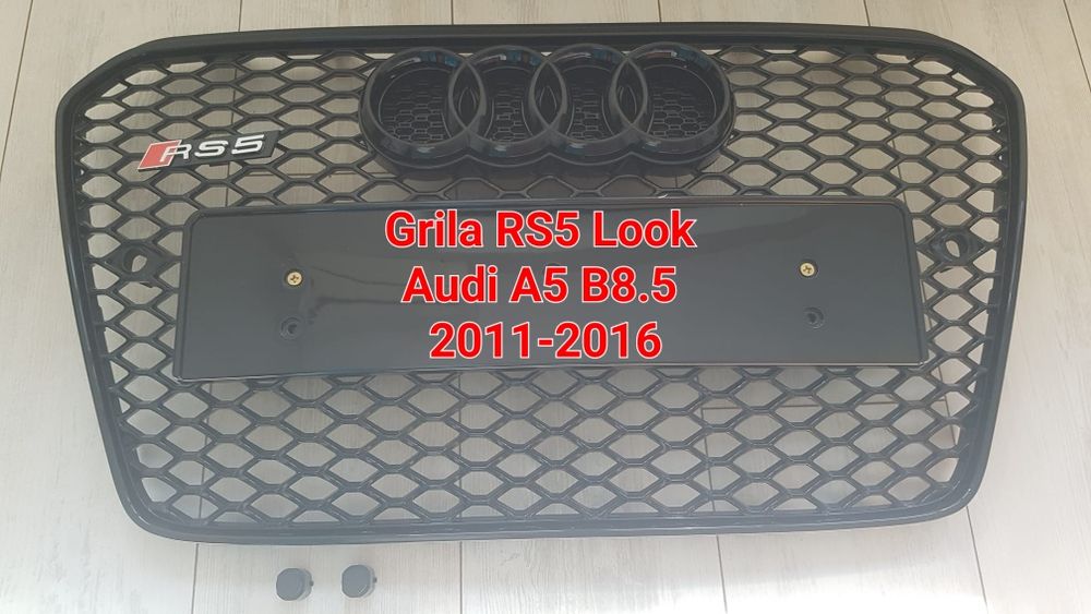 Grila-Fagure-RS5-Look-Audi-A5-B8.5-2011-2016-Negru-Lucios-Premium-Noua