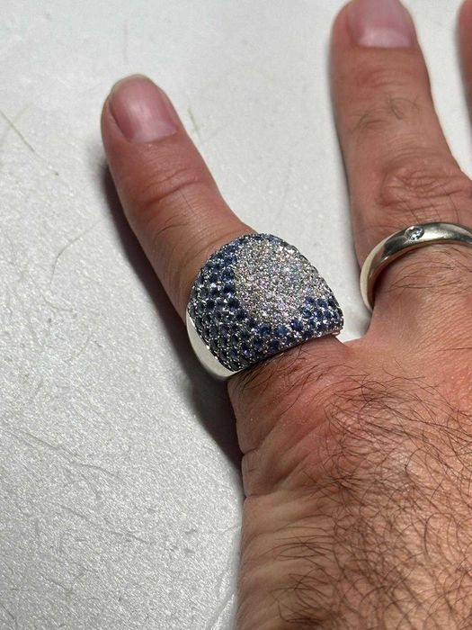 INEL AUR alb 18K + Diamante = 1.5CT + Safire = 5CT - 21g. - Pasquale Bruni !