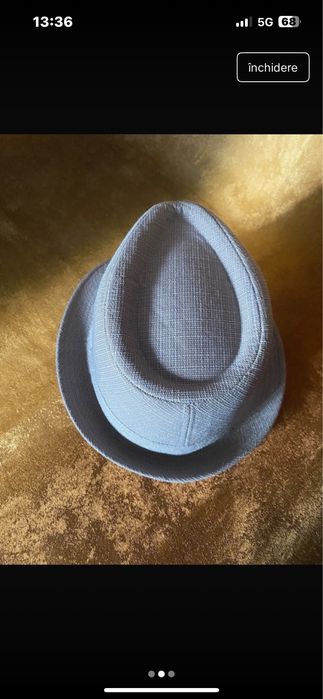 Pălărie fedora gri-albastru, elegantă, mărimea 58 cm