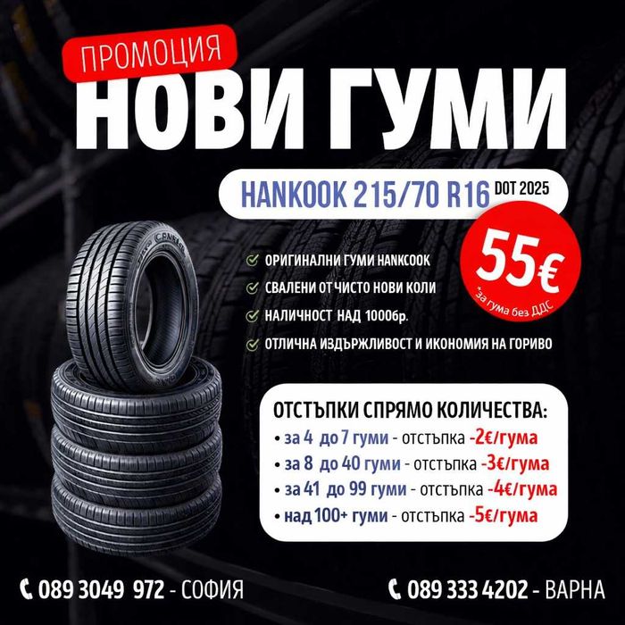 Разпродажба  НОВИ ЛЕТНИ гуми Hankook Ventus Prime4  -  215/70 R16