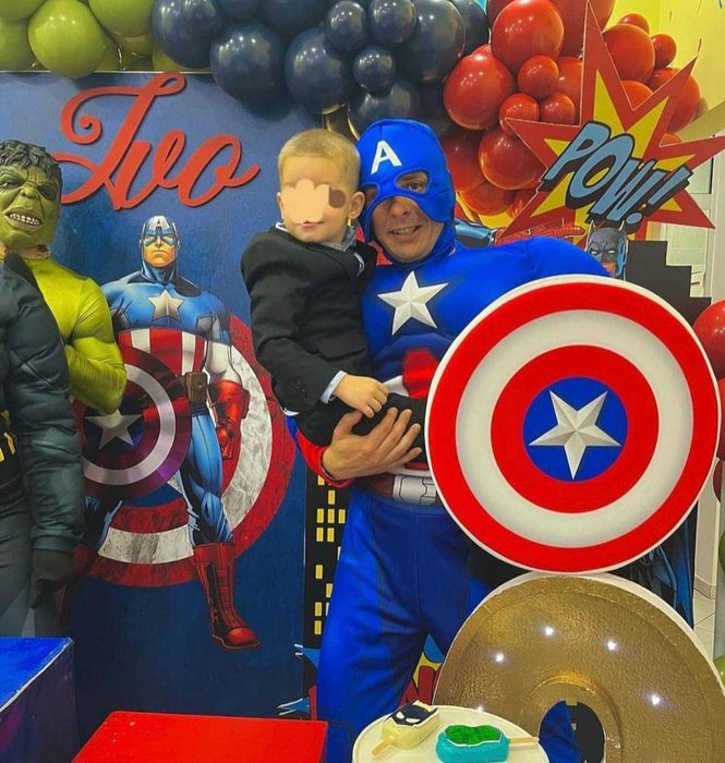 Captain America costum supererou pentru adulți realizat manual / costum cosplay cu mușchi și scut pentru evenimente și petreceri