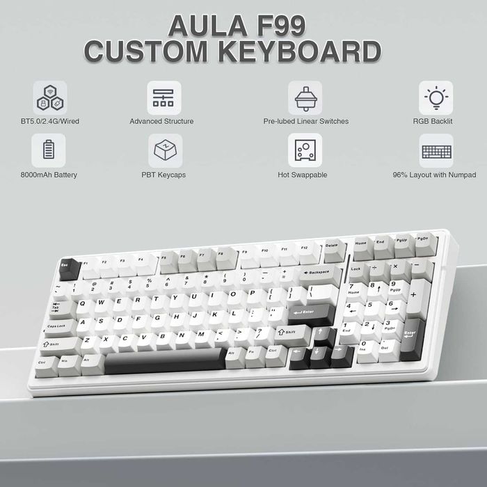 Механична клавиатура AULA F99 Wireless 99 Keys RGB