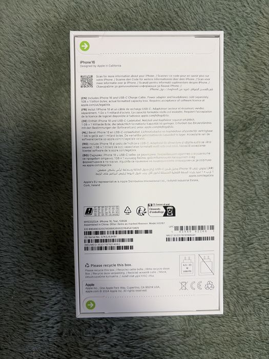 Vând iPhone 16 – 128 GB, NOU, SIGILAT