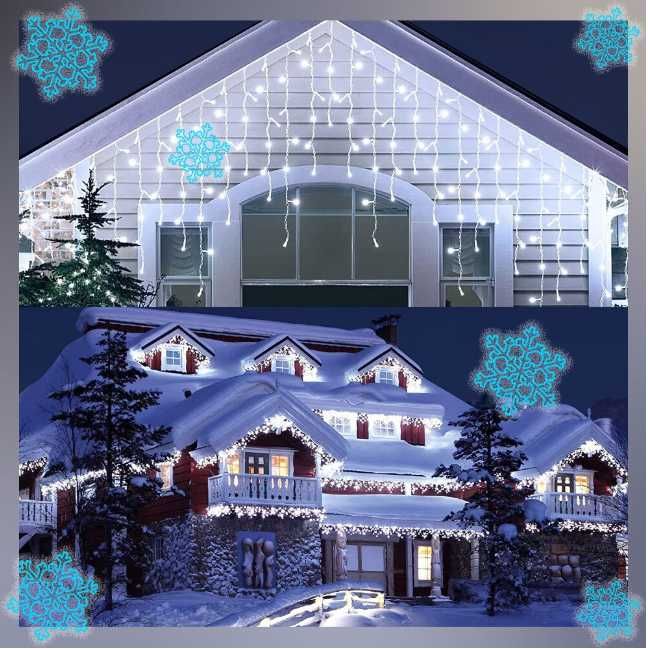 Бяла Светеща завеса 25метра х 60см с Флаш Ефект тип Висулка