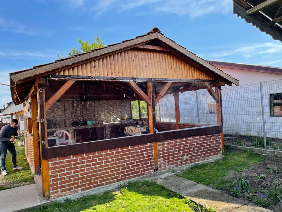 Închideri terase,folie transparentă capse și bride,rulouri cu manivelă