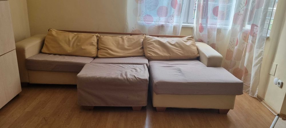 разтегателен диван кожа и плат