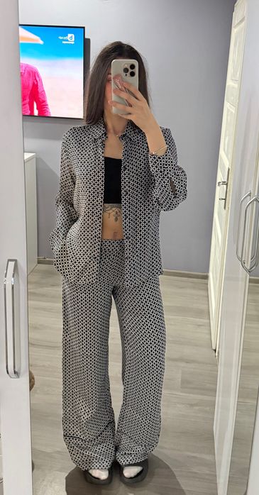 Zara сатенен сет риза и панталон