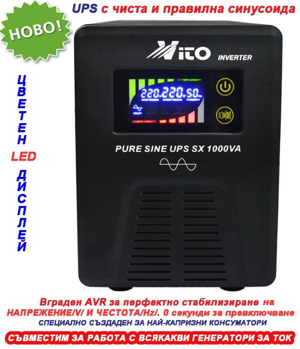 1000VA Инвертор за ток с ЧИСТА И ПРАВИЛНА СИНУСОИДА за Парно и Камини