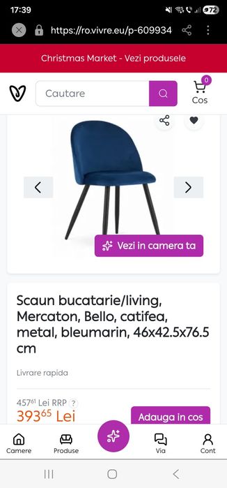 Set 4 Scaune design modern / bleumarin