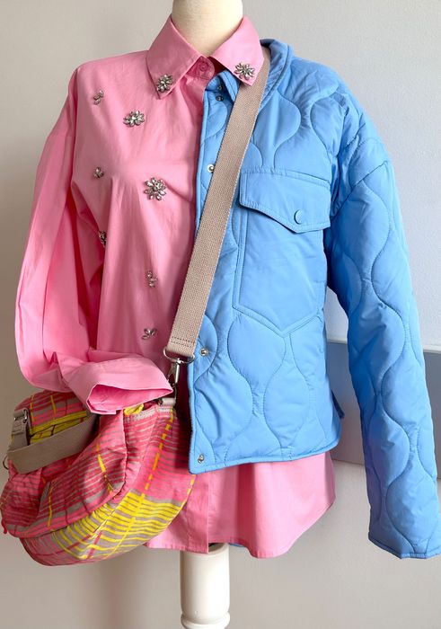 Късо светло синьо кроп яке Asos