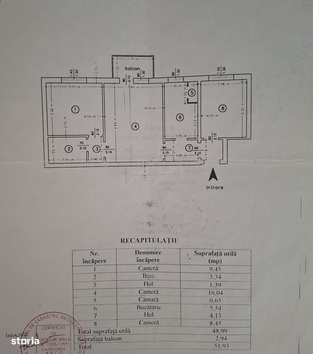 Etaj 3- Gradinari-Iulius Mall-3 Camere-bloc 80'-renovat