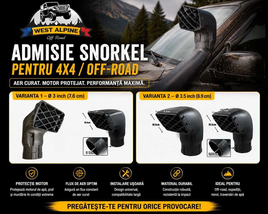 Cap snorkel universal 3 inch - 76.2 mm si 3.5 inch - 88.9 mm - Cap Snorkel auto off road