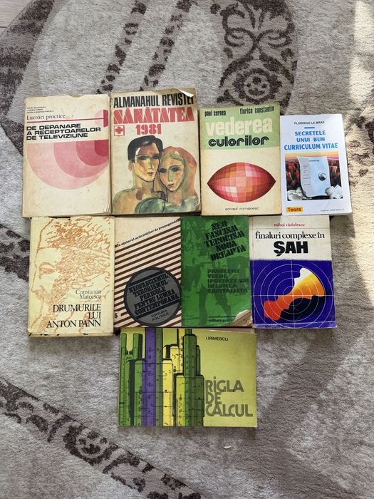 Lot  cărți vechi – fizică, matematică, chimie, literatură, contabilitate și lectură