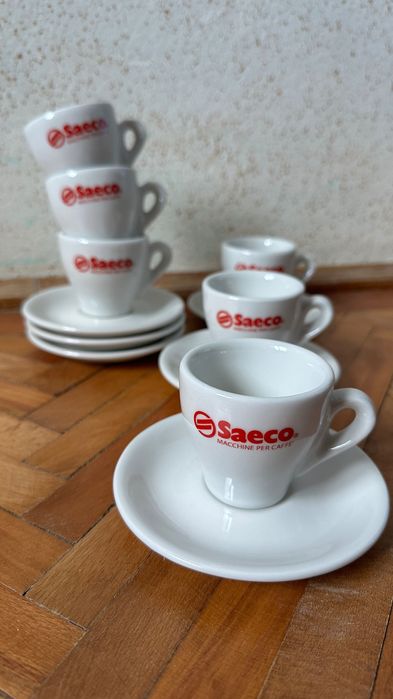 Set 6 cești Saeco cu farfurie