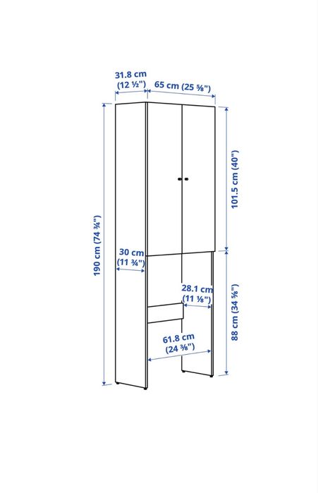 Dulap mașină de spălat IKEA NYSJÖN – alb bej, stare foarte bună