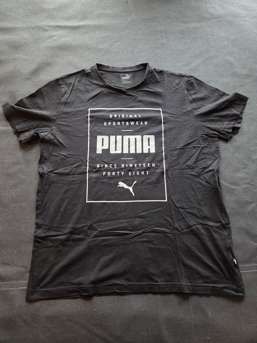 Tricou Puma Original Gri Cu Imprimeu Negru Mărimea XXL 60/62