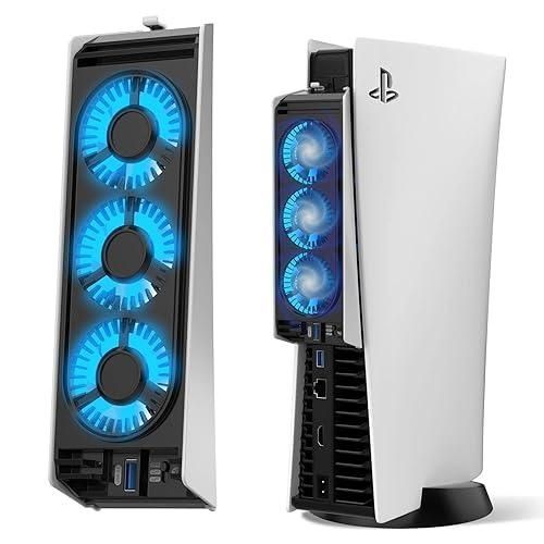 Ventilator de răcire PS5 accesoriu silențios cu LED compatibil cu PS5 & PS5 Digital Edition