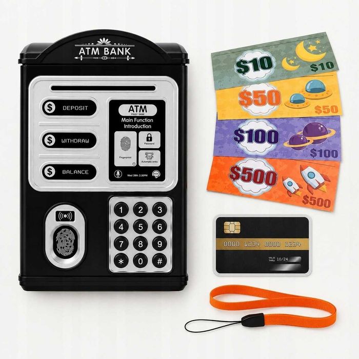 Pusculita electronica tip bancomat cu PIN si card efecte sonore lumini