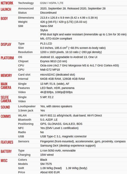 Samsung Galaxy Tab Active3 SM-T575, pachet complet, stare perfectă