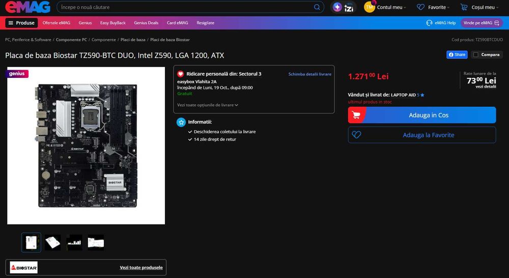 Placa de baza Biostar TZ590 DUO