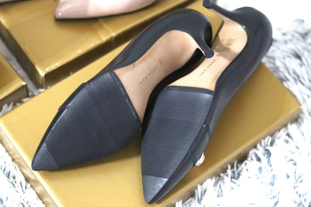 Pantofi Anna Cori piele naturala neagra, Vitello Nero - 38, stiletto
