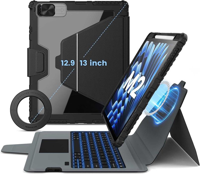 Nillkin за iPad Air 13 инча калъф с клавиатура(M2, 2024),iPad Pro 12.9