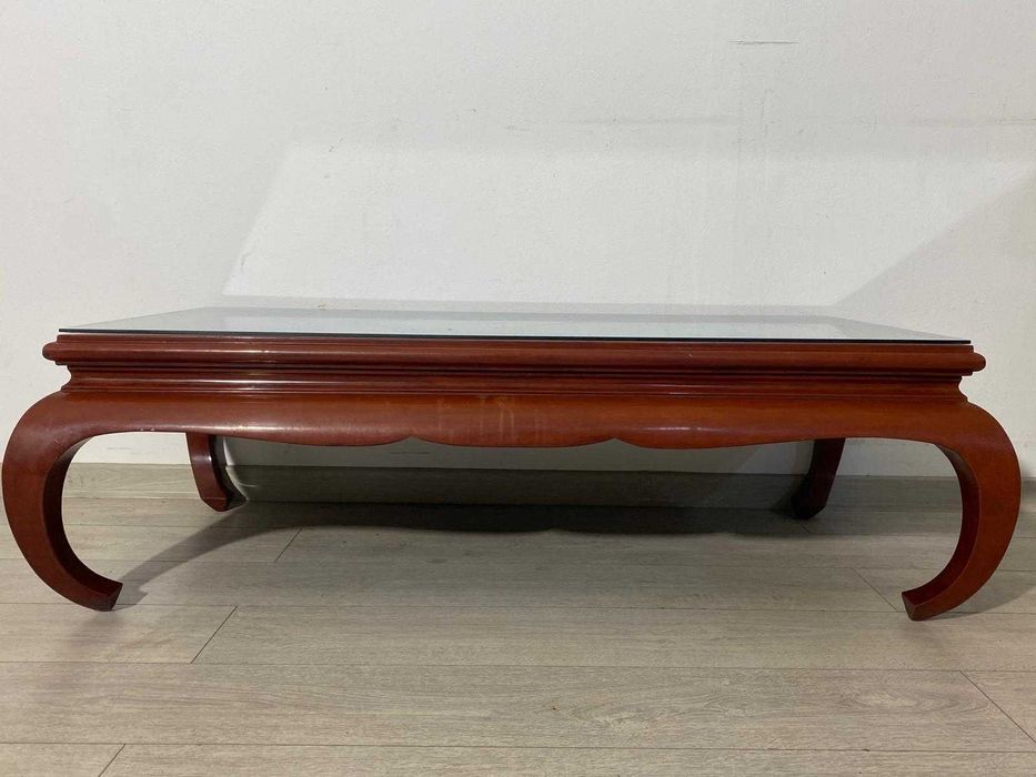 Masă de Cafea Stil Oriental 120x60 cm; Măsuță Solidă din Lemn Masiv