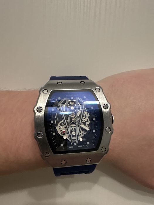 Ceas Richard Mille Silver, Curea albastru inchis