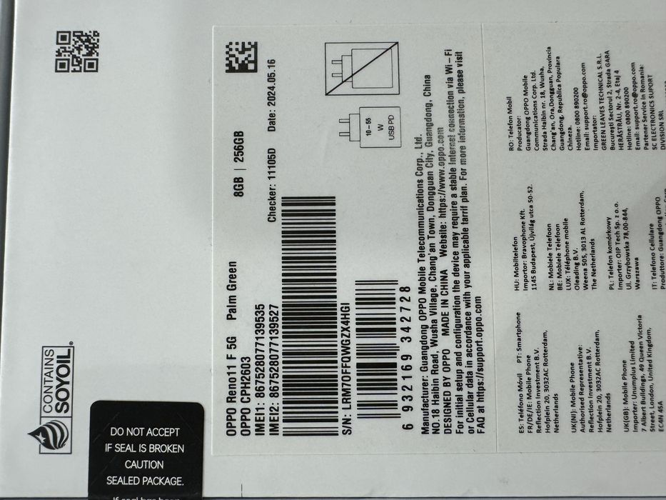 Telefon Oppo Reno 11F 5G 256gb/8gb ram nou sigilat garantie