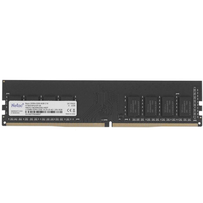 Оперативная память Netac Basic [8 ГБ DDR 4, 3200 МГц, 1.35 В]