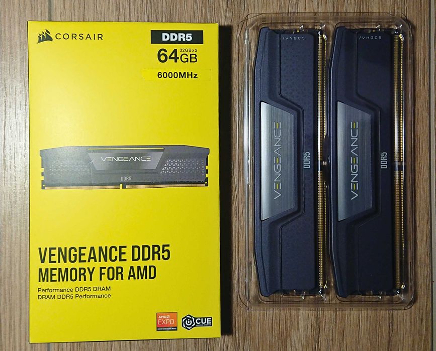 DDR5 RAM памет 64GB (Kit 2x32GB) 6000 CORSAIR Vengeance EXPO CL30, в Гаранция !