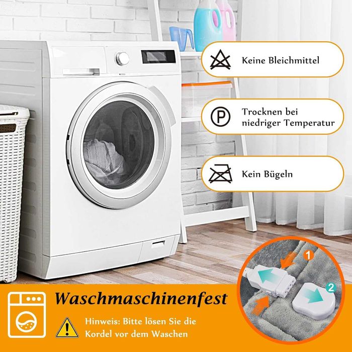 Отопляемо Електрическо одеяло 200 x 180 см, Фланел Шерпа, 10 темп нива