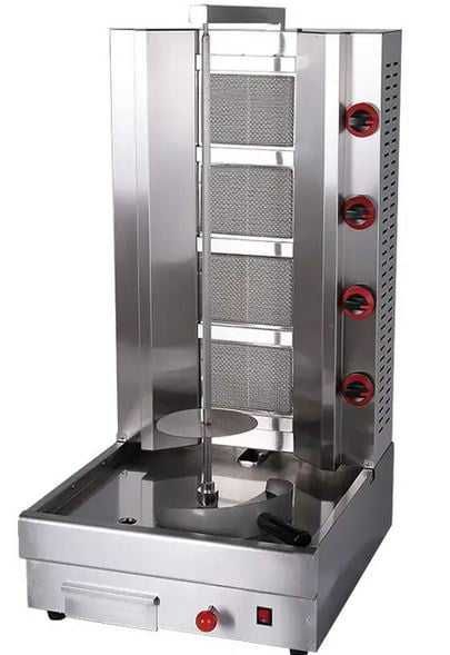 Rotisor profesional pentru shaorma, kebab, din inox, cu 5 arzătoare