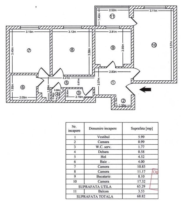 Apartament 3 camere de vânzare