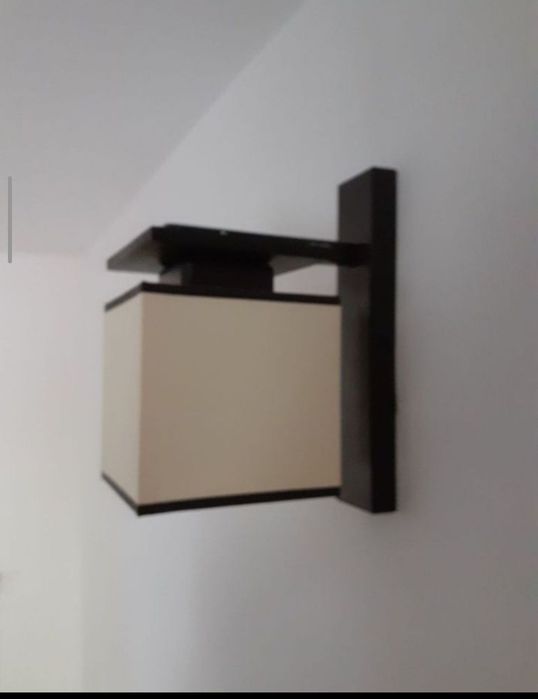 aplica dormitor hol birou bec soclu E14 Corp iluminat lemn si panza