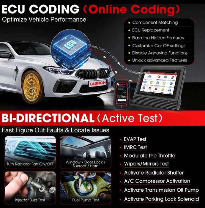 Launch X431 PRO V 5.0 ELITE BT: Dignoza / Tester ORIGINAL ECU CODING