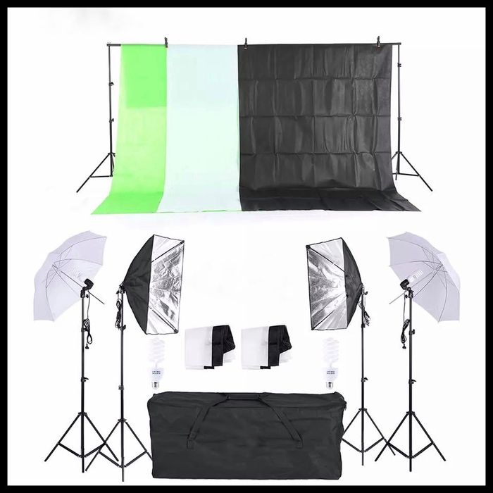 Фотографско студио. Комплект. Видео. Фото. Продукти. Софтбокс. Влог