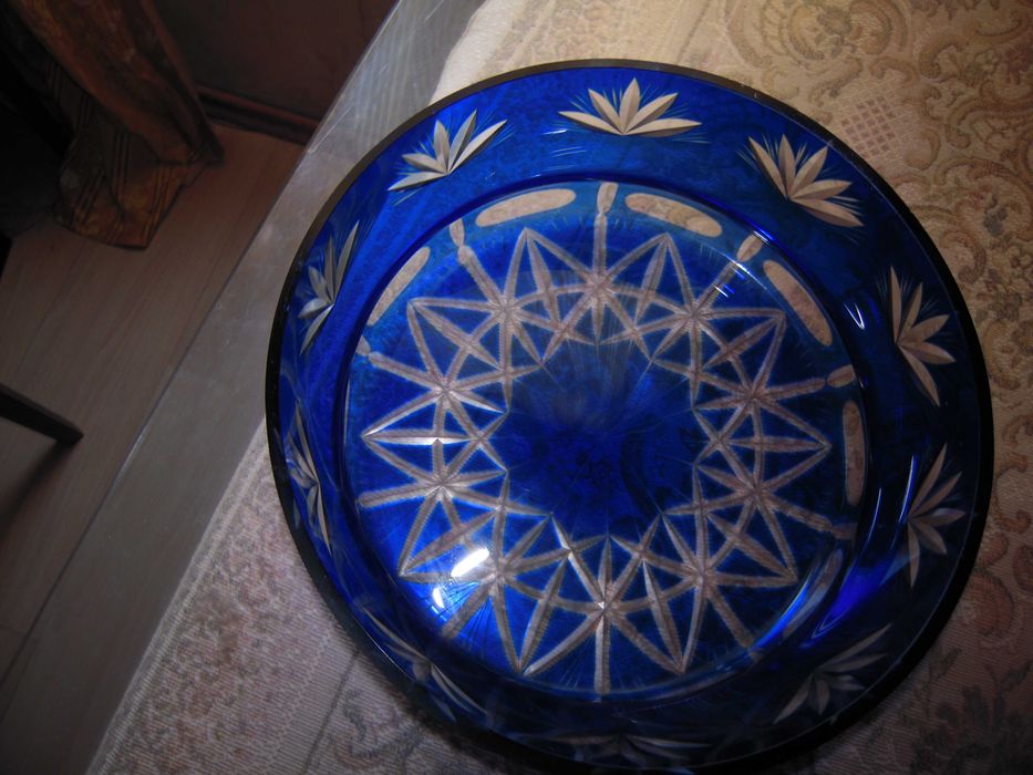 Хрустальная ваза для фруктов, СССР, винтаж, алмазная грань