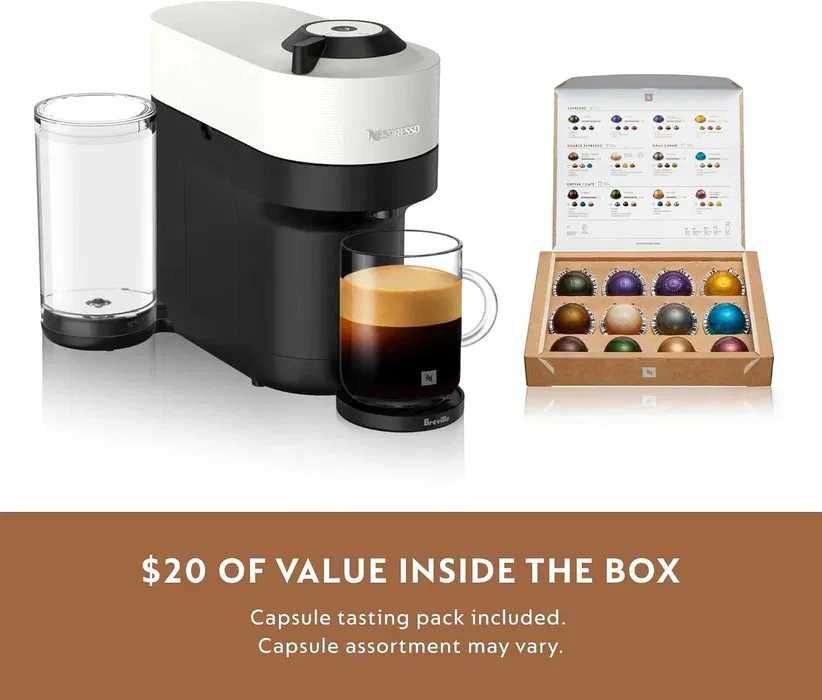 Кафемашина и еспресо машина Nespresso Vertuo Pop+, цвят бял