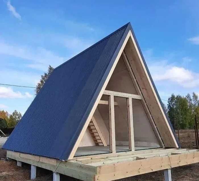 Vand cabane moderne modulare tip A frame , case pe structura metalica la cheie