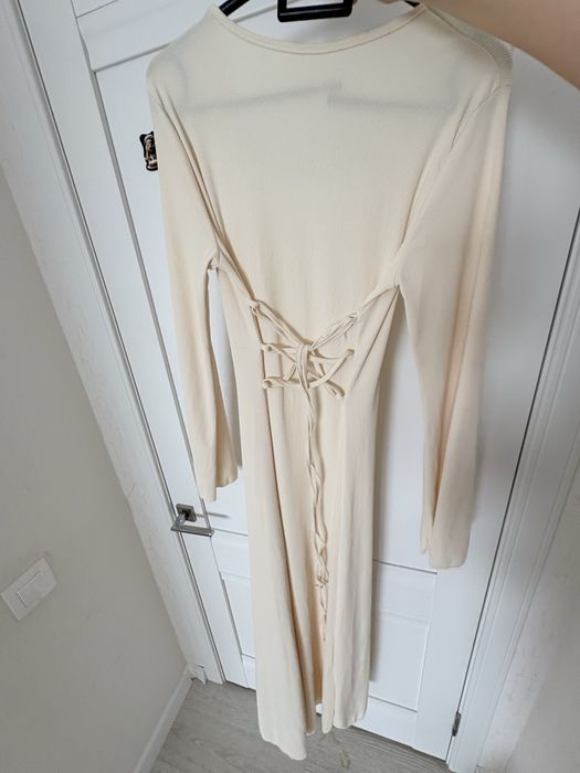 Платье макси молочное m-l