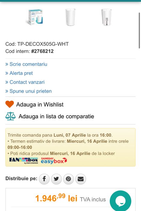 Router wireless TP-Link Wi-Fi DECO X50-5G AX3000 5G, sigilat, OCAZIE