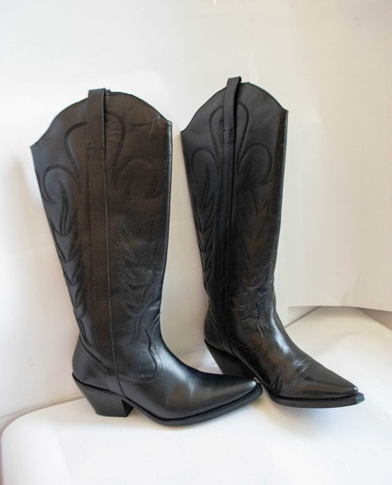 Cizme negre western cowboy piele naturala full marime 36